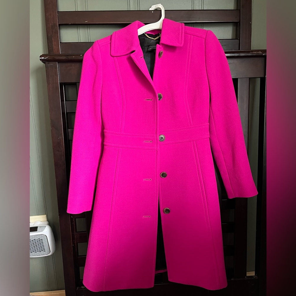 Hot pink J.Crew coat Italian double cloth. EXCELLENT condition. Style 52606. XXS